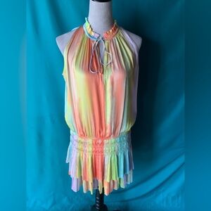 Current Air, Los Angeles, Pastel Cara Rainbow Painterly Mini Dress